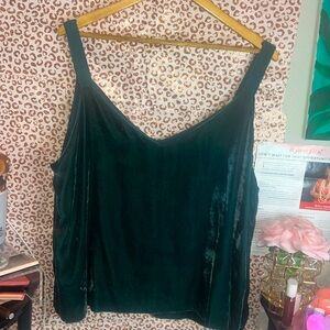 J Crew Green Cropped Velour Top